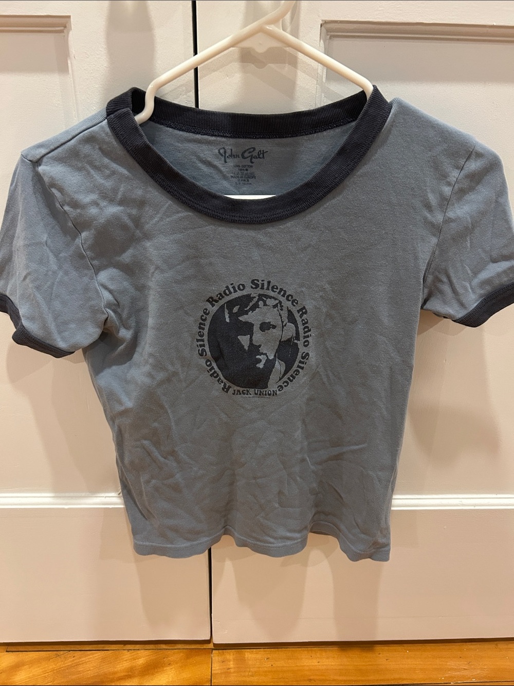 John Galt Women's Short Sleeve Ringer Tee in Slate Blue